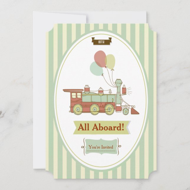 Fun Party Zug Einladung zum 10. Geburtstag (Vorderseite)