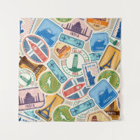 Fun Passport Briefmarke Tapestry