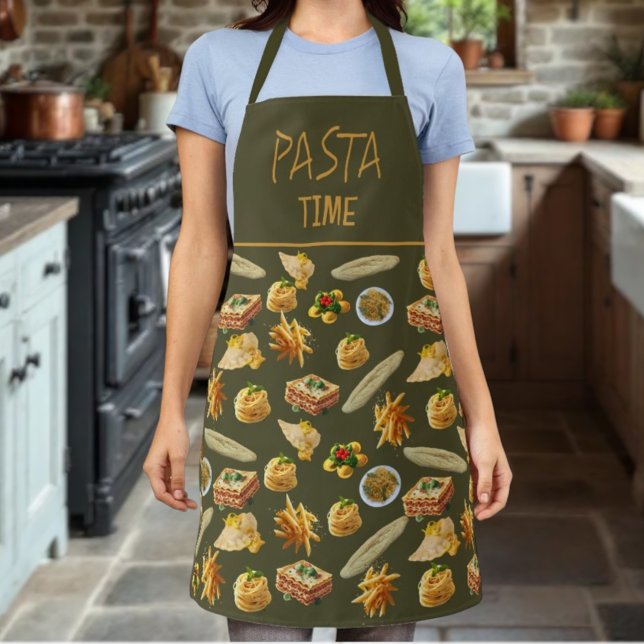 Fun Pasta Varieté-Muster für individuelle Anforder Schürze (template pasta apron on green background)