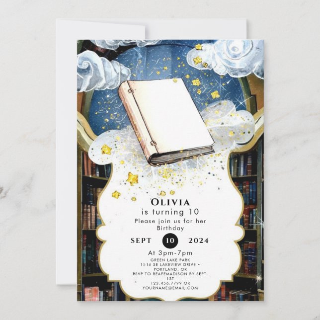 Fun Pastel Custom Storybook Geburtstag Einladung (Vorderseite)