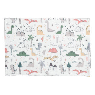 Fun Pastel Dinosaur Scene Pattern Kissenbezug