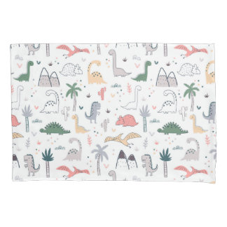 Fun Pastel Dinosaur Scene Pattern Kissenbezug