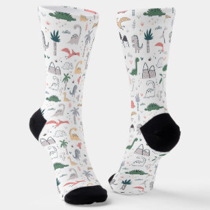 Fun Pastel Dinosaur Scene Pattern Socken