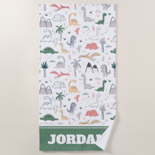 Fun Pastel Dinosaur Scene Pattern Strandtuch
