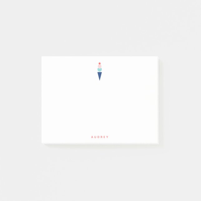 Fun Pastel Ice Creme Personalisierter Name Post-it Klebezettel (Vorderseite)