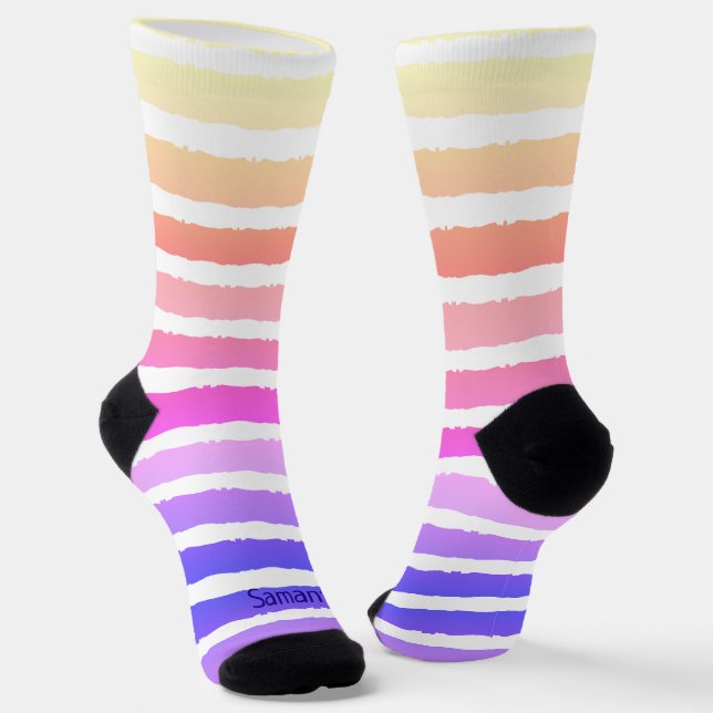 Fun Pastel Strip Design Socken (Gewinkelt)