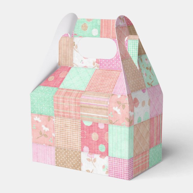 Fun Pastel Vintages Shabby Chic Patchwork Muster Geschenkschachtel (Vorderseite)