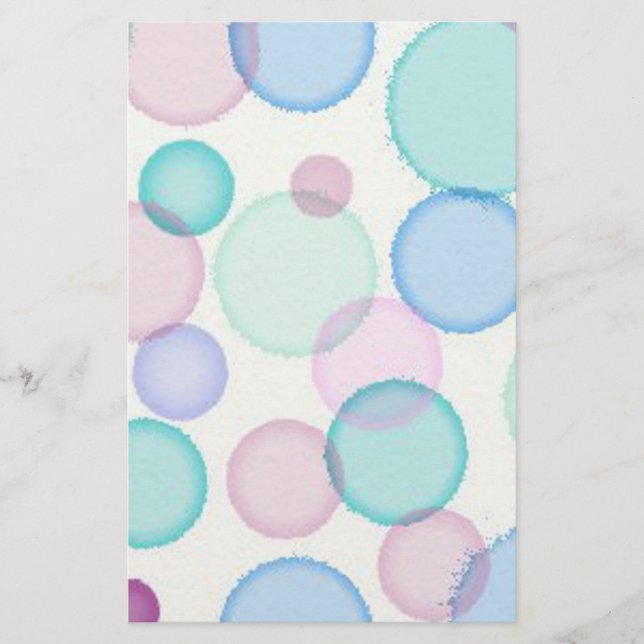 Fun Pastel Watercolor Paint Bubbles Pattern Briefpapier (Vorderseite)