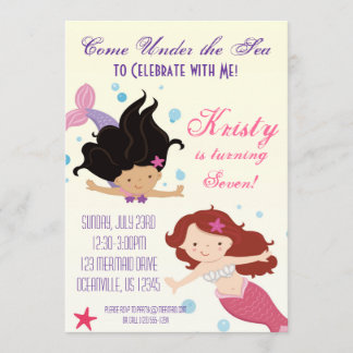 Fun Pastel Yellow Ocean Mermaids Geburtstagsparty Einladung