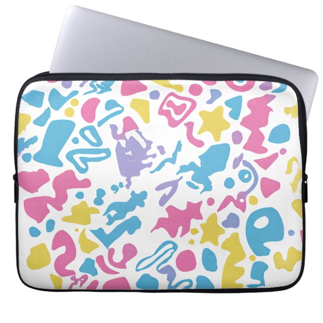 Fun pastellfarbene, lebendige Formen Laptopschutzhülle (Vorderseite)