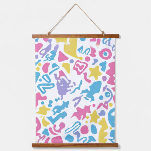 Fun pastellfarbene, lebendige Formen Wandteppich Mit Holzrahmen