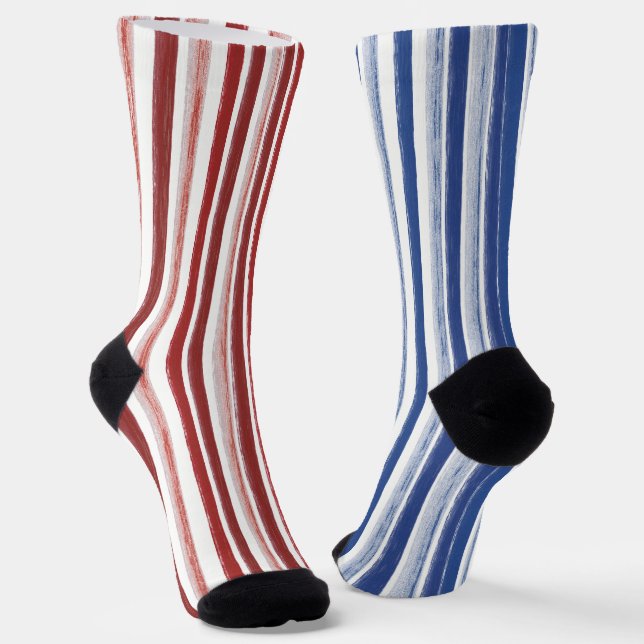 Fun Patriotic Mismatch Stripe Odd Socks Socken (Gewinkelt)