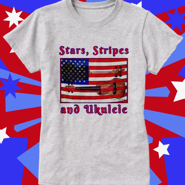 Fun Patriotic Ukulele Flag mit US Flagge T-Shirt (Von Creator hochgeladen)