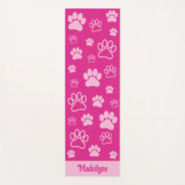 Fun Paw Print Monogram Hot Pink und Light Pink Yogamatte
