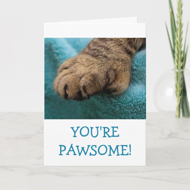 Fun Pawsome Cat Paw Birthday Karte (Vorderseite)