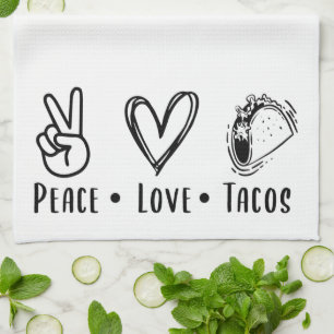 Fun Peace Liebe Tacos Geschirrtuch
