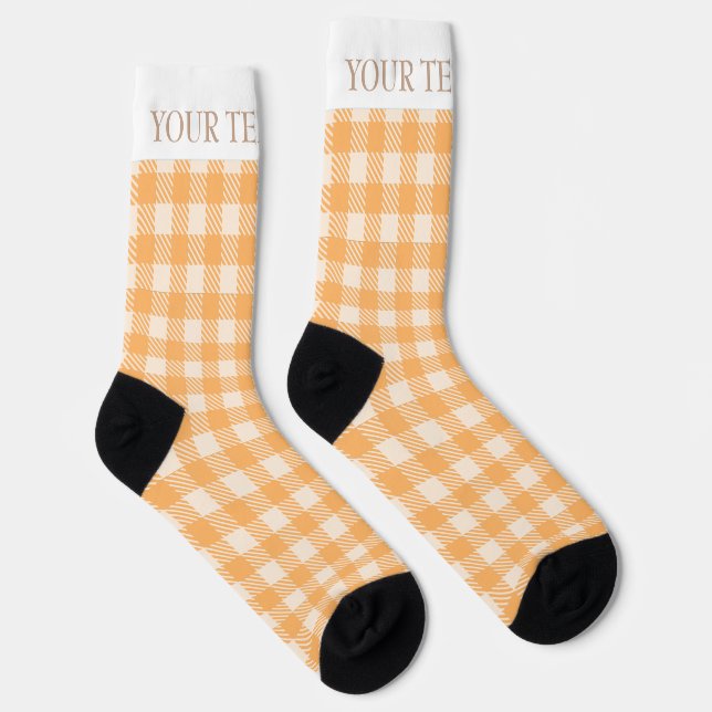 Fun peach orange gingham Vorfeld kariert geprüft Socken (Rechts)