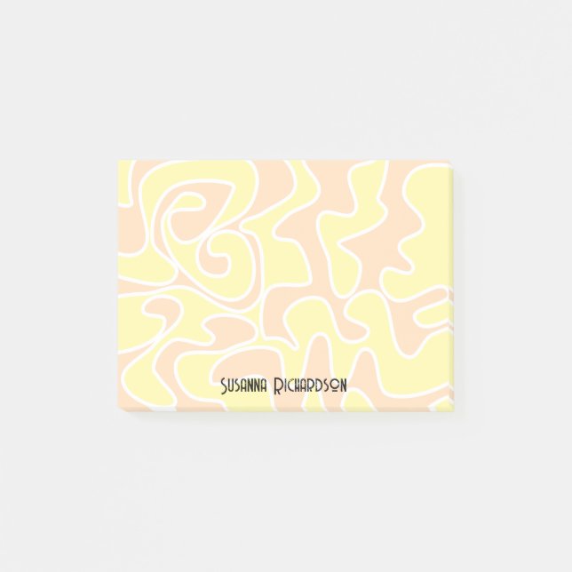 Fun Peach Orange Lemon Gelber Individuelle Name Post-it Klebezettel (Vorderseite)