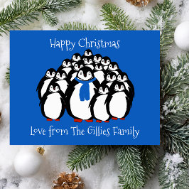 Fun Penguin Familienweihnachtskarte Feiertagspostkarte