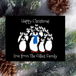 Fun Penguin Familienweihnachtskarte Feiertagspostkarte