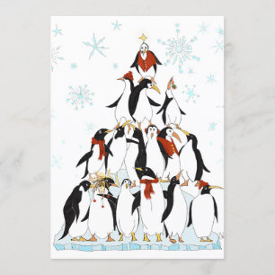 Fun Penguin Pyramid Holiday Cartoon Einladung