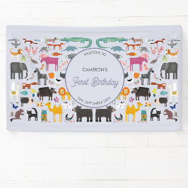 Fun Personalisiert Animal First 1. Geburtstag Part Banner