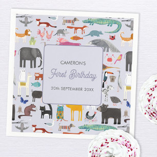 Fun Personalisiert Animal First 1. Geburtstag Serviette