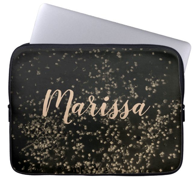Fun Personalisiert Chic Gold Confetti Laptopschutzhülle (Vorderseite)