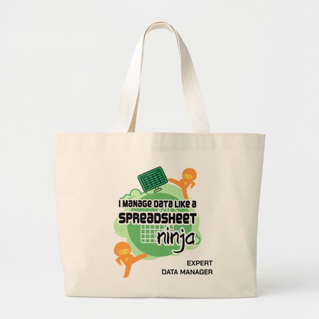 Fun Personalisiert Data Manager SPREADSHEET NINJA Jumbo Stoffbeutel (Vorne)
