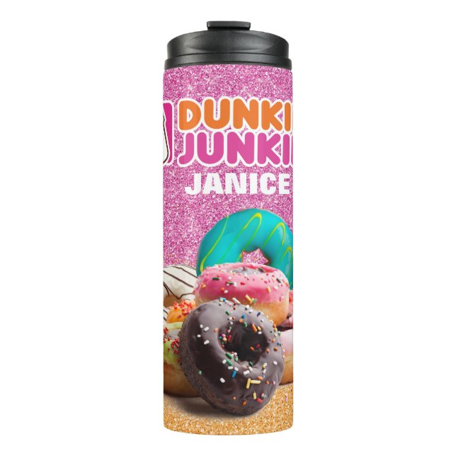 Fun Personalisiert Donut Junkie Thermosbecher (Vorderseite)
