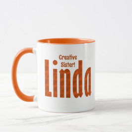 Fun Personalisiert "Linda" Name Orang Kariertes Mu Tasse