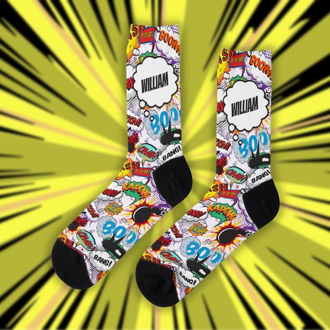 Fun Personalisiert Name Comic Book Socken (Von Creator hochgeladen)