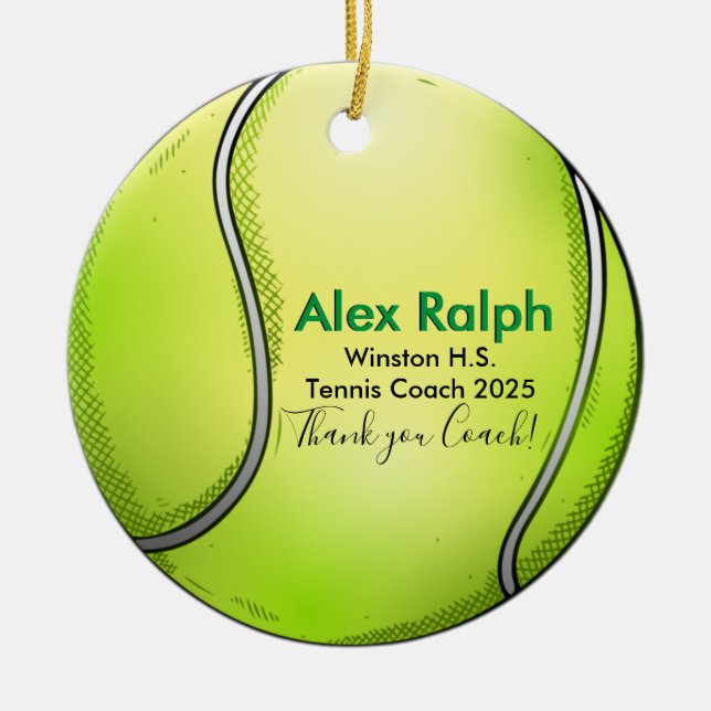 Fun Personalisiert Tennis Ball geformt Keramik Ornament (Vorne)