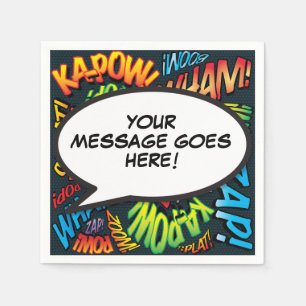 Fun Personalisiertes Comic Buchen Sprechblase farb Serviette