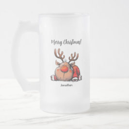 Fun Personalized Reindeer Merry Christmas Mattglas Bierglas