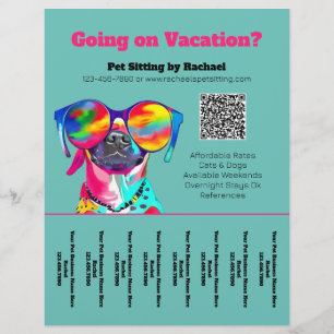 Fun Pet Sitter Dog Walker Business Tee Sheet Flyer