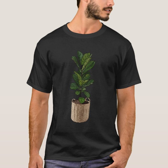 Fun Pflanze Mama Fiddle Leaf Abb. in Wicker Basket T-Shirt (Vorderseite)