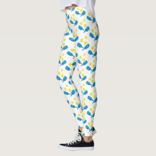 Fun Pickleball Blaues gelbes Muster Leggings