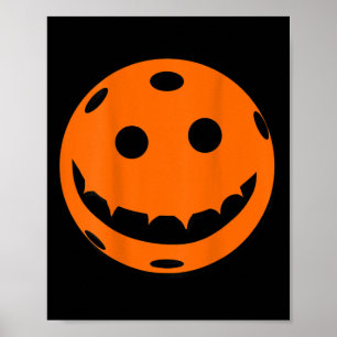 Fun Pickleball Halloween Pumpkin Back Print Poster