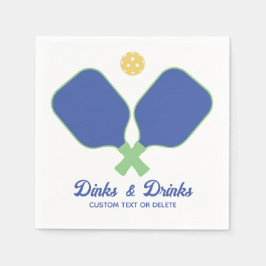Fun Pickleball Party Dinks and Drinks Custom Text Serviette