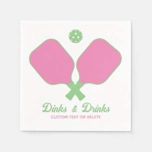 Fun Pickleball Party Dinks und Drinks Custom Text Serviette