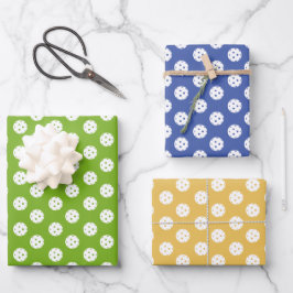 Fun Pickleball Pattern Blue Green Orange Geschenkpapier Set