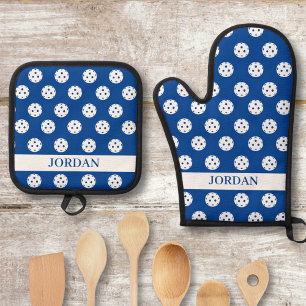 Fun Pickleball Pattern Player Geschenk Benutzerdef Ofenhandschuh & Topflappen-Set