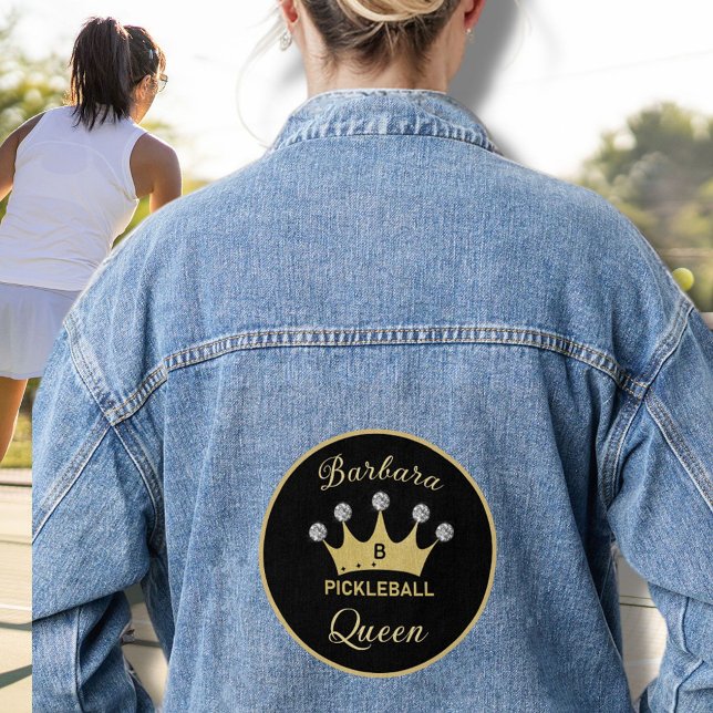 Fun Pickleball Queen Crown Anfangsname Jeansjacke (Von Creator hochgeladen)