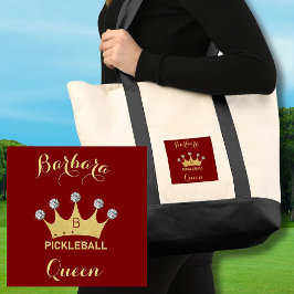 Fun Pickleball Queen Glam Monogram Name Gold Tragetasche
