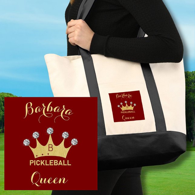 Fun Pickleball Queen Glam Monogram Name Gold Tragetasche (Von Creator hochgeladen)