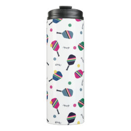 Fun Pickleball Sport Strip Paddle Dink Blau Thermosbecher