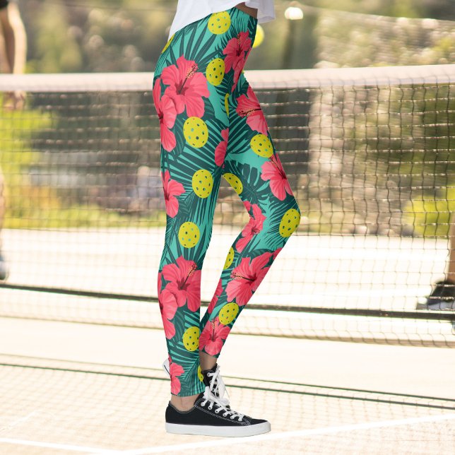 Fun Pickleball Tropischer Hibiskus Blume Sport Leggings (Von Creator hochgeladen)