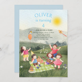 Fun Picnic Birthday Boy Garden Party Einladung