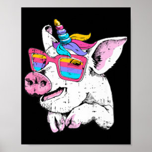 Fun Pig Piglet Einhorn Horn Brille Niedliche Halle Poster